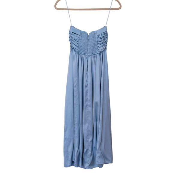 Abercrombie & Fitch Emerson Satin Strapless Midi Dress Size XS Pastel Blue Event - Picture 5 of 12